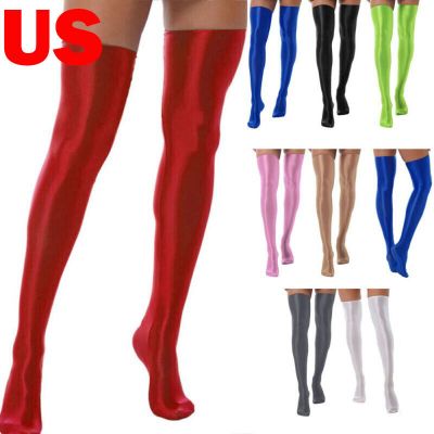 US Womens Glossy Pantyhose Non Slip Stockings Ultra Thin Socks Thigh High Tights