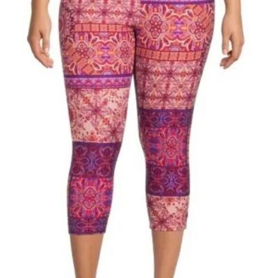 Terra & Sky Women's Boho Patch High Rise Super Soft Soft Capri Leggings 0X 14W