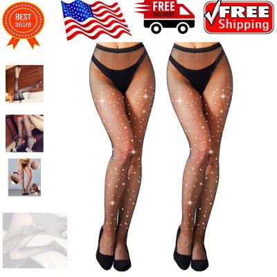 Trendy Women's Rhinestone Fishnets - Versatile Shimmer Leggings for Parties