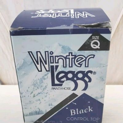 Winter Leggs Pantyhose Black Colored Size Q,  Smooth Fitting Nylons Vintage