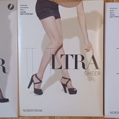 3 PAIR NORDSTROM SHEER CONTROL TOP ULTRA SHEER DOT PANTYHOSE SIZE A B BRAND NEW