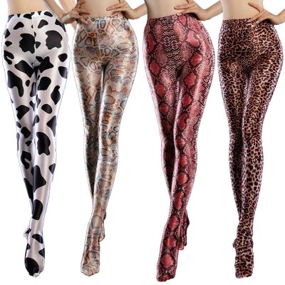 Women Shiny Pantyhose Footed Tights Shimmery Spandex Hold Up Stockings Trousers