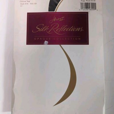 Hanes Silk Reflections Pantyhose SIZE CD Silky Opaque Jet Style E16 Control Top