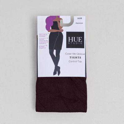 Hue Studio Women's 90D Cover Me Opaque Control Top Tights -Espresso 2