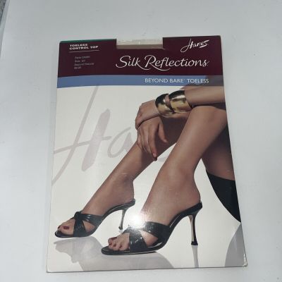 Hanes Silk Reflections Beyond Bare Toeless Beyond Natural Pantyhose Size EF