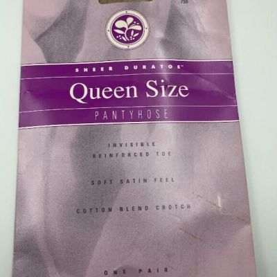 Sheer Dura Toe Size Queen Color Beige Pantyhose invisible Reinforced Toe Cotton