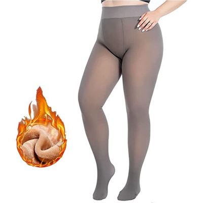 Womens Pantyhose Fake Translucent Winter Warm Fleece Lined Tights Stockings Pant