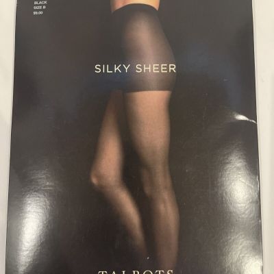 NIP NEW Talbots Silky Sheer Control Top Sheer Toe Pantyhose Black Size B