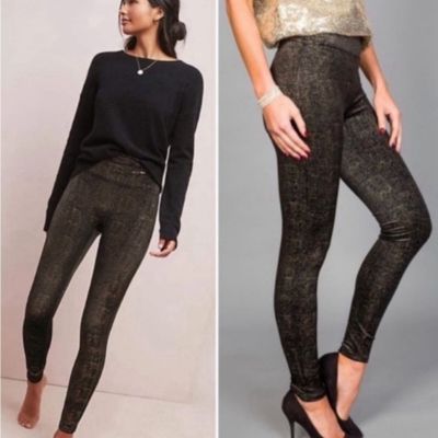 SPANX Shiny Velvet High? Waist Leggings Black Gold Fleck Stretch