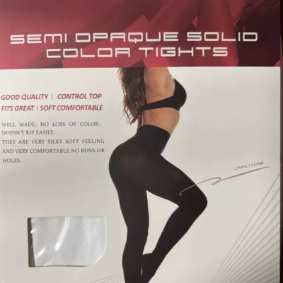 Frola Semi Opaque Solid Color White Tights Size L/XL 5'3