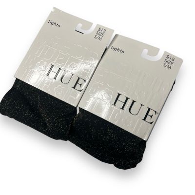 Hue Metallic Tinted Tights Gold Black Size Small/ Medium Women’s 2 Pair New