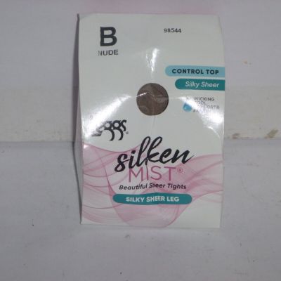 Leggs Silken Mist Control Top Silky Sheer Leg Pantyhose NUDE Size B 98544