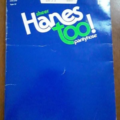 Hanes Too Pantyhose White Sheer Size A-B Sandal Foot in Package  New Vintage