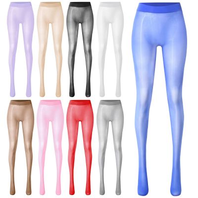 Womens Glossy Pantyhose Seamless Footed Bodystockings Ultra-soft Stretchy Tights