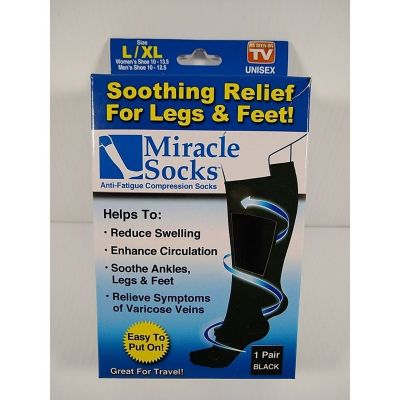 Miracle Socks Anti-Fatigue Compression Socks Varicose Veins L/XL- As Seen On TV