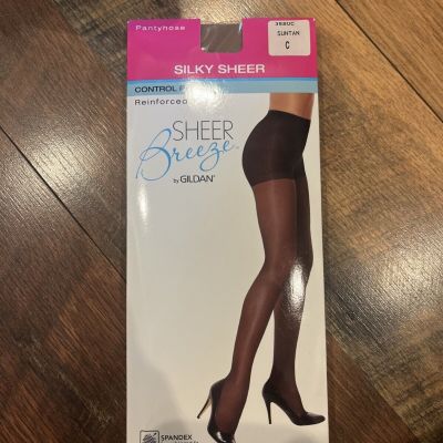 Sheer Breeze Pantyhose by Gilden Size C Regular Suntan New