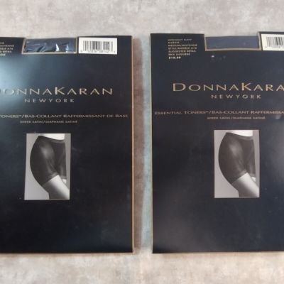 Donna Karan Essential Toners Pantyhose - Black & Midnight Navy - Size: Medium