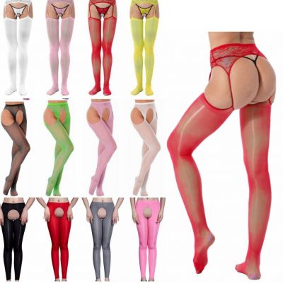 Women Spandex Long Pants Hollow Out Crotchless Trousers Seamless Stocking Tight