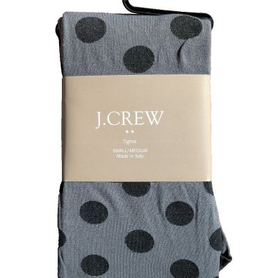 J. Crew Factory Semi-Opaque Gray Tights Black Polka Dots Size Small-Medium NWT