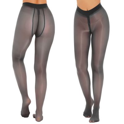 US Women's Glossy Pantyhose Zipper Crotch Stocking Tights Bodystockings Clubwear