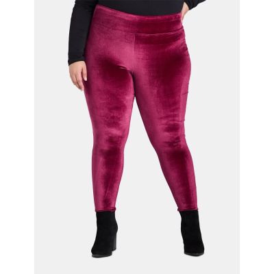 Terra and Sky Women’s Plus Maroon Wave Velvet Leggings Size 3X (24w-26w)