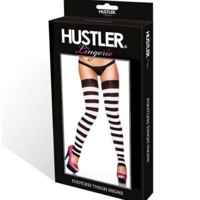 Hustler Lingerie Black white stripe thigh high Dancer Beetlejuice NIB One size