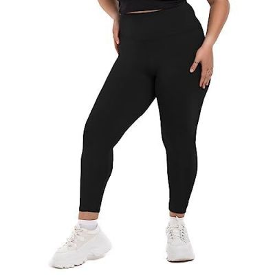 Plus Size Leggings for Women, High Waisted Tummy 3X-Large Full Length Black