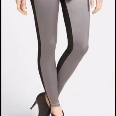 Lysse Sophie Satin & Ponte Knit Control Top Leggings Gray Black Size S