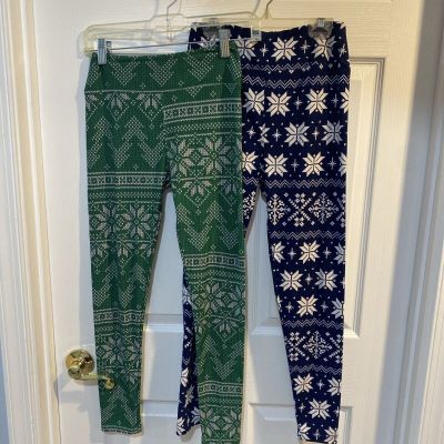 Lularoe Os Snowflake Leggings Lot Of 2