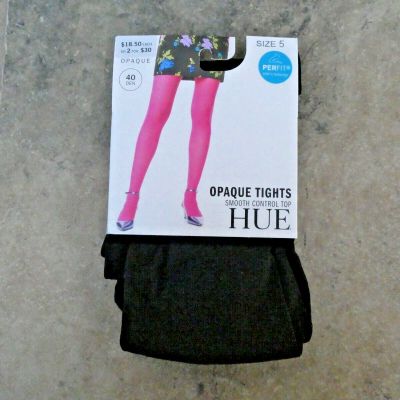 HUE SZ 5 Black Opaque Tights U4690 Open Pack