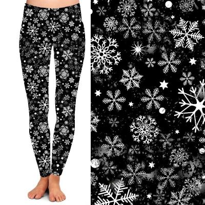 White Snowflakes Christmas Holiday Women's Leggings TC2 Extra Plus Size 20-24