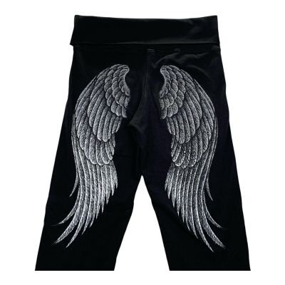 Miami Style Angel Wing Leggings Graphic Print Emo Scene Y2k Biker Size Small