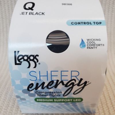 Leggs sheer energy pantyhose size Q jet Black