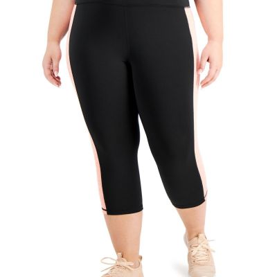 allbrand365 designer Women Activewear Plus Size Colorblock Capri Leggings,1X