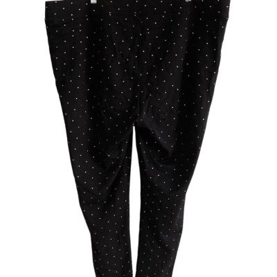 ADX Slims Silver Dot Print Black Leggings By Allison Daley Size 3X (24w-26w)