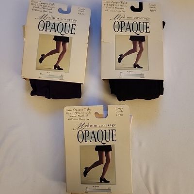 VTG JC Penney  Opaque Tights Large 1 Black 1 Blush 1 Purple 40 Denier Matte NEW