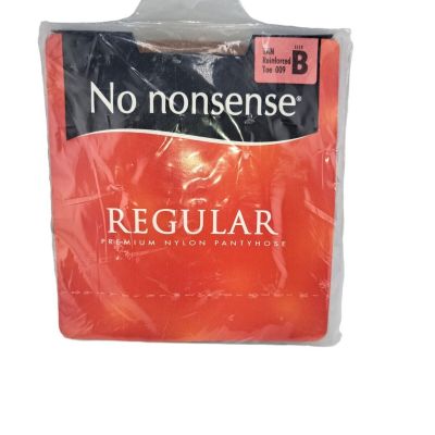 No Nonsense Regular Premium Nylon Pantyhose Tan Reinforced Toe Size B NEW