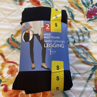 Felina 2 Pack Wide Waistband Sueded Lightweight Black Legging Size Small