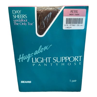 Vintage sears hug-alon light support day sheers petite smoky taupe pantyhose