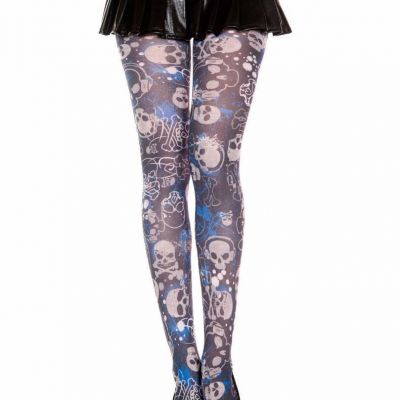 SEXY punk MUSIC LEGS gothic SKULLS crossbones OPAQUE tights PANTYHOSE stockings