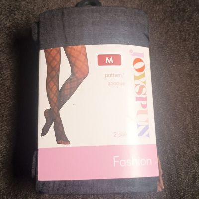 Joyspun Women's Tights Size M 2 Pair NEW Houndstooth & Opaque