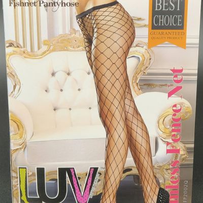 CCDC QUEEN SIZE SEAMLESS FENCE NET FISHNET WAIST STOCKING BLACK # CFP2002Q