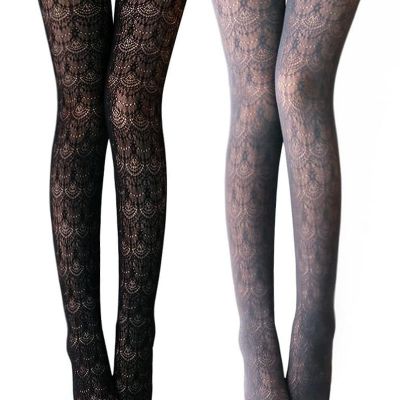 Womens Colorful Hollow Out Knitted Tights - Patterned Lace Stockings