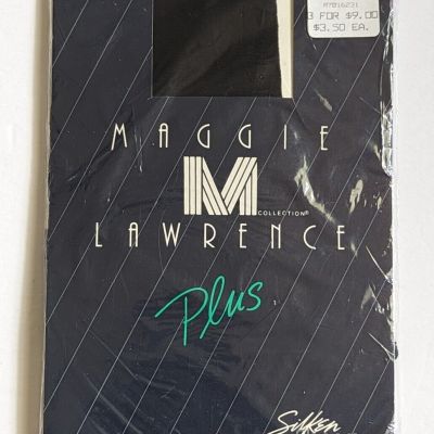 Vintage Maggie Lawrence Plus ~ Size 1X-2X Lycra Sheer Pantyhose Sandalfoot Black