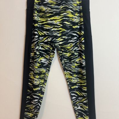 Josie Natori XL Legging High Rise Yellow Zebra Print Dopamine Bright Workout