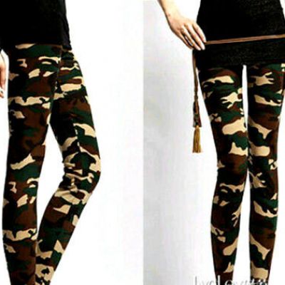 New CAMOUFLAGE Leggings Sz M Camo Stretch Pants Womens Camo Leggings Yoga Pants