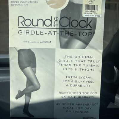 Pantyhose Sheer Leg Round the Clock Durable Lycra Size C Bone Control Top