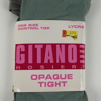 Vintage 90s Gitano Hosiery Opaque Tights Green One Size Control Top 1991