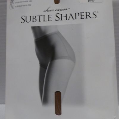 JCPENNEY Sheer Caress Subtle Shapers Girdle Top Pantyhose Queen Short Beige