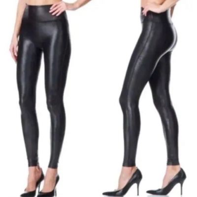 Spanx Women's Leggings Faux Leather Black Size S Stretch